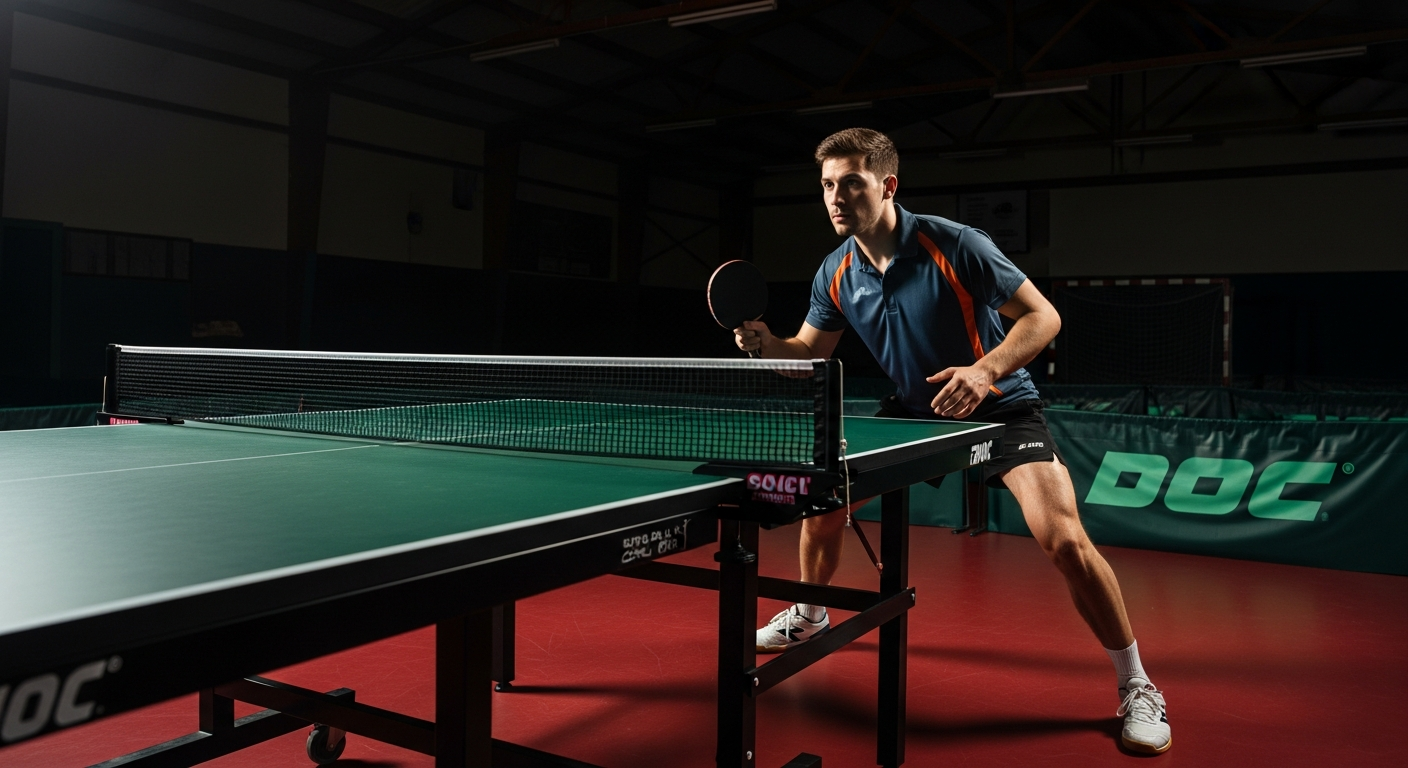 Tischtennis Spieler an der Platte