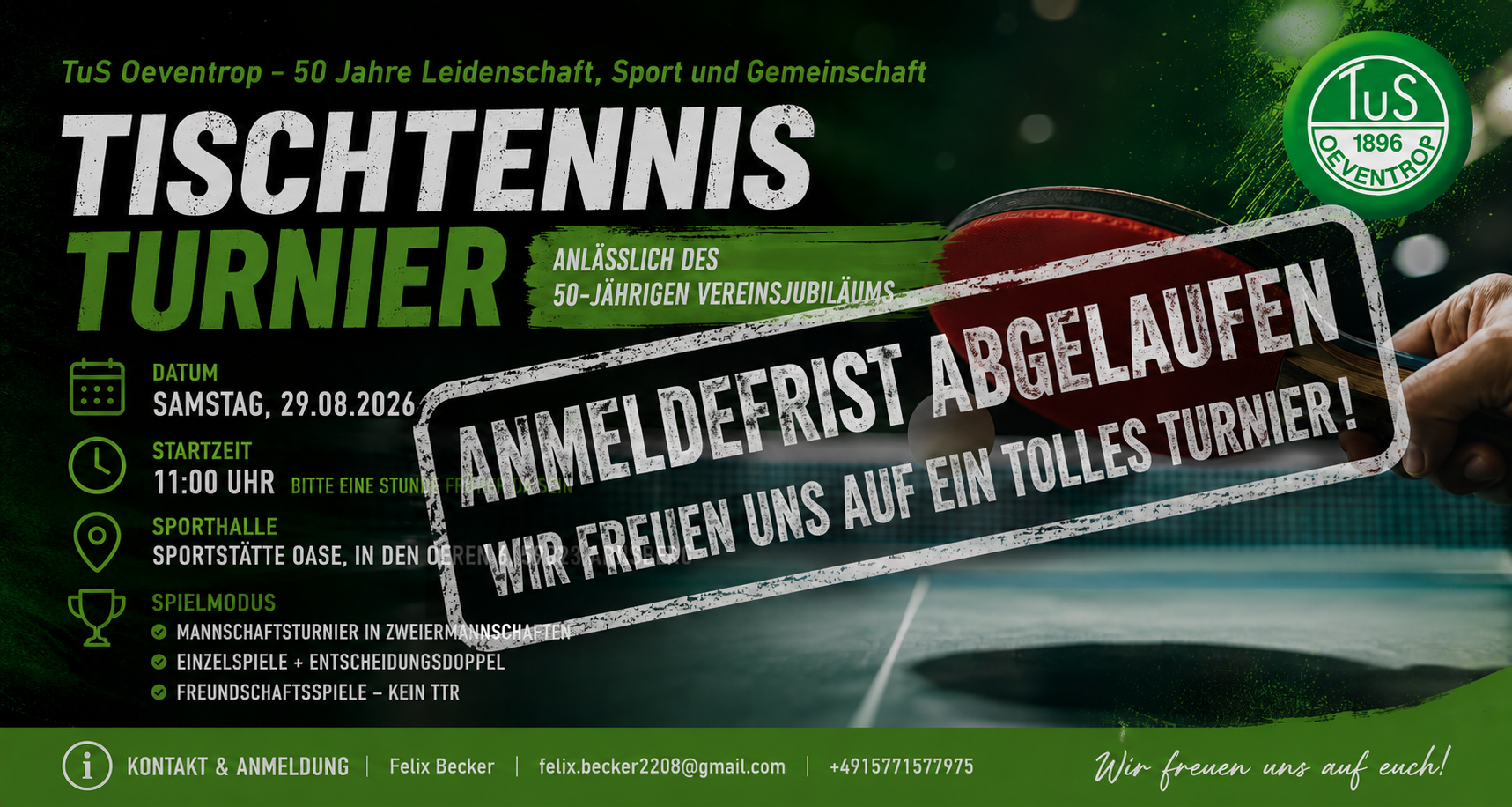 Großes Jubiläums-Tischtennisturnier rückt näher